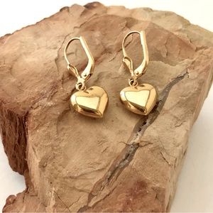 18K Solid Gold Heart Earrings Vintage